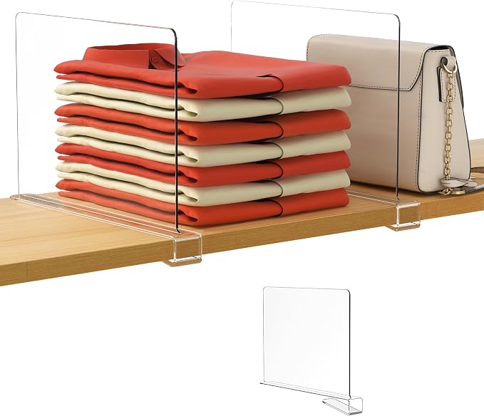 HBlife 1 Pack Clear Shelf Dividers, Vertical Purse Organizer by HBlife