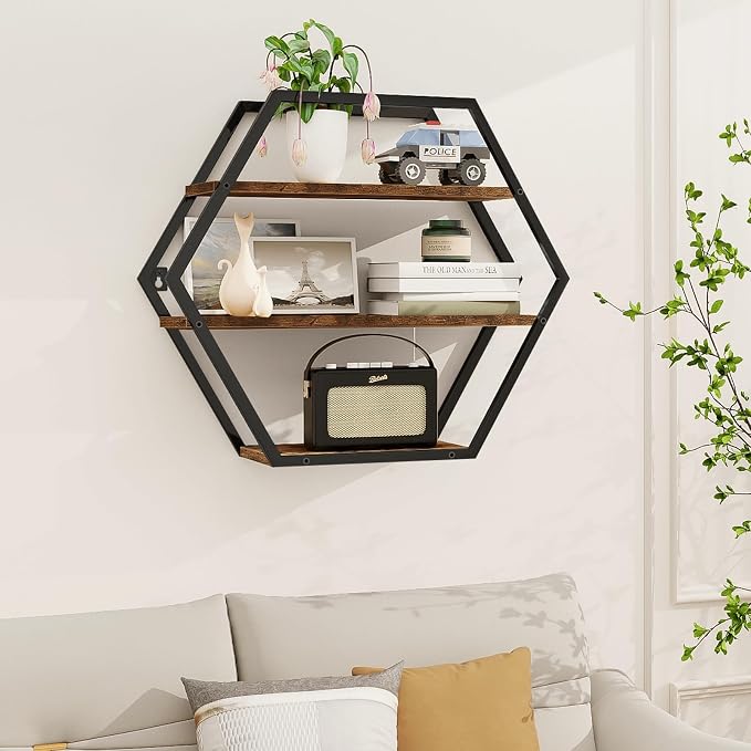 Hexagon Shelves for Wall, Decorative Hexagon Floating Shelves | Geometric Wall - Image 4