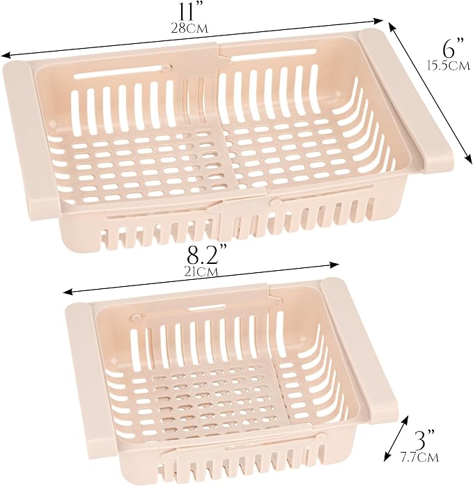 Refrigerator Drawer Organizer 2 Packs Retractable Drawer Refrigerator Storage - Image 2
