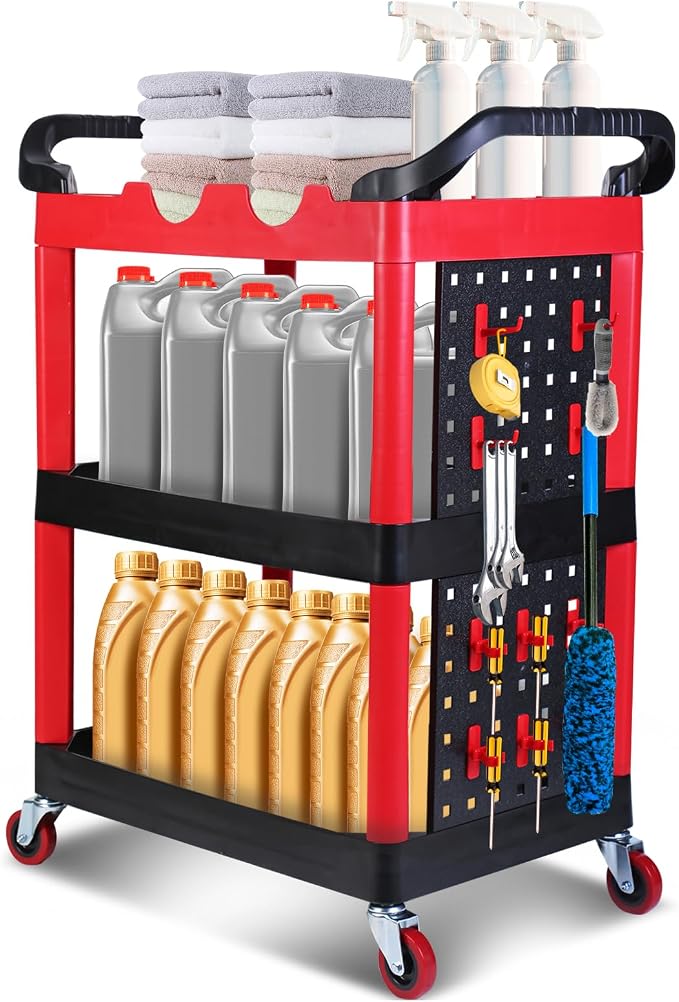 MaxWorks 50886 3 Shelf Rolling Utility Service Cart - Image 8