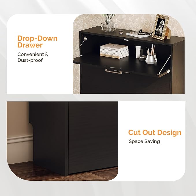 VINGLI Set of 2 Black Shoe Cabinet - Image 6