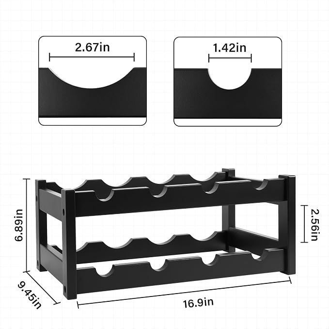 VASMIA Bamboo Wine Rack, 2-Tier Wine Racks Countertop Cabinet Wine Holder Wine - Image 5