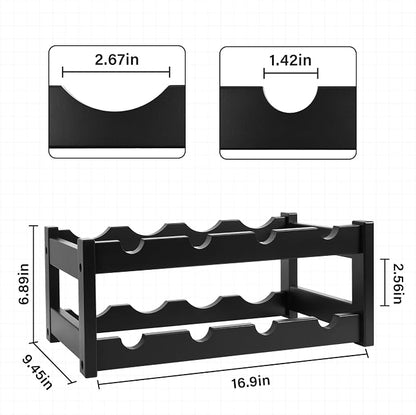 VASMIA Bamboo Wine Rack, 2-Tier Wine Racks Countertop Cabinet Wine Holder Wine - Image 5