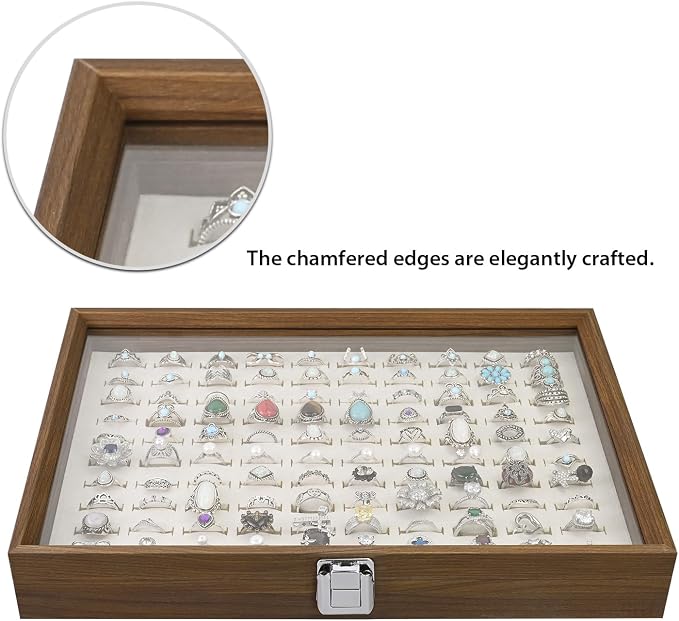 MOOCA 100 Ring Box Jewelry Display Tray, Display Case Accessories Storage Box - Image 4