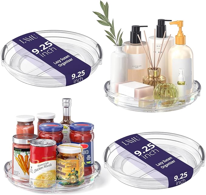 LAMU 4 Pack 9.25in Lazy Susan Organizer, Refrigerator, Table Top, Pantry by YourHome-OrganizationHelper