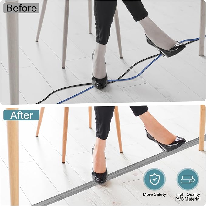 Floor Cord Cover Self Adhesive Cord Hider Floor Extension Cord Covers - Image 5