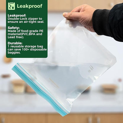 SPLF 8 Pack Reusable Gallon Freezer Bags Dishwasher Microwave Safe, 1 Gallon - Image 4