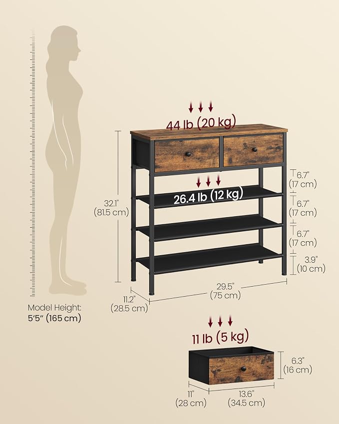 VASAGLE Shoe Rack, 4 Tier Shoe Storage Rack - Image 3