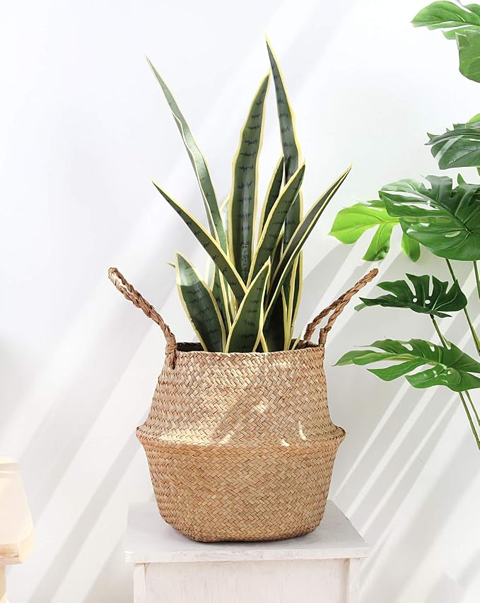 Woven Seagrass Belly Basket for Storage, Plant Pot, Picnic and Grocery Basket - Image 7