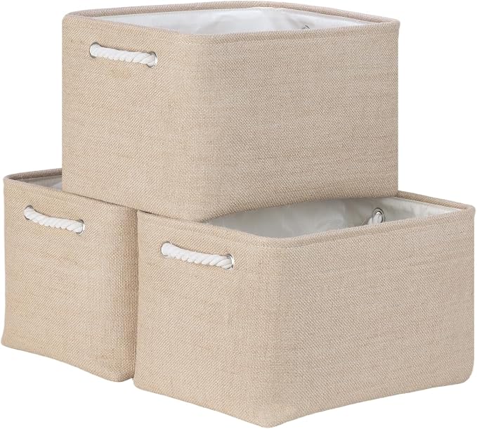 Bidtakay Large Storage Baskets for Shelves 3 Pack Fabric Storage Bins for by BidtakayBaskets