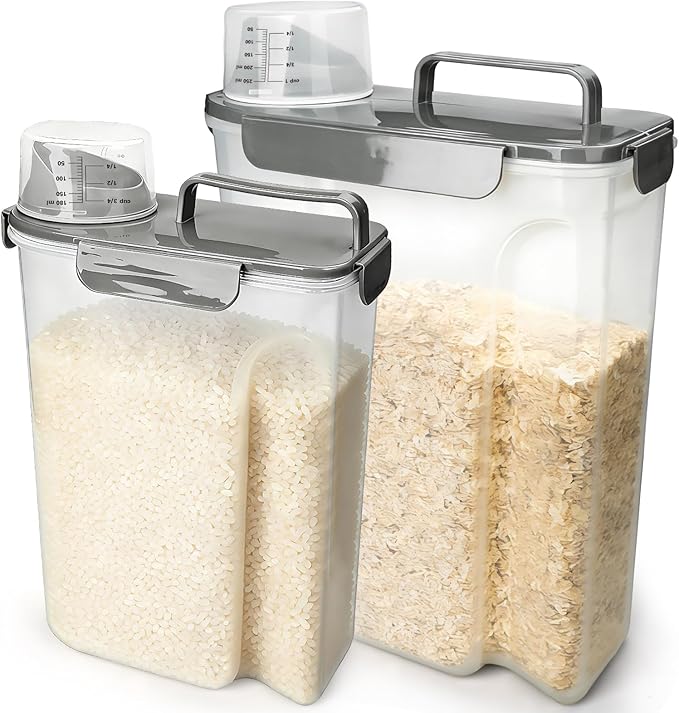 Komzon Rice Storage Containers, Airtight Cereal Containers Storage 20+10 lb by Komzon