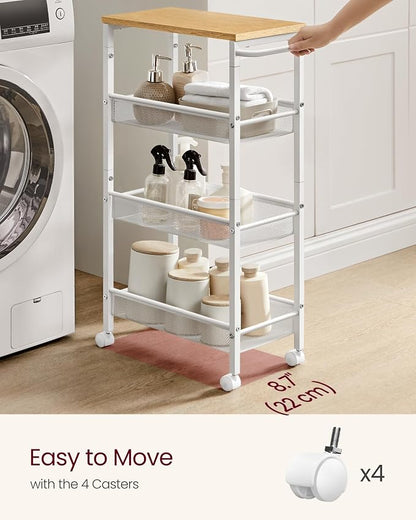 VASAGLE Slim Rolling Cart, 4-Tier Storage Cart, Narrow Cart - Image 4