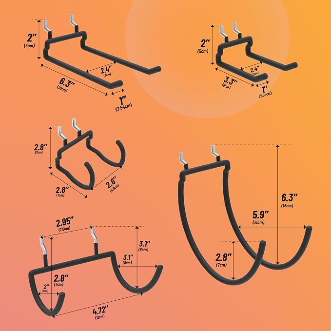 HUHOLE Pegboard Drill Holder, Peg Board Utility Hooks, 10 Pack Heavy Duty Peg - Image 3