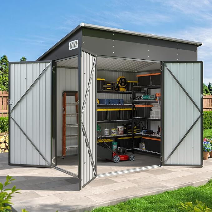 Aoxun 7.5'x4' Triple Door Shed Outdoor Storage Shed by Aoxun