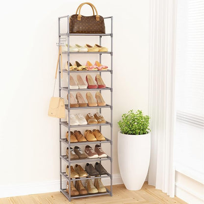 10 Tiers Tall Shoe Rack Narrow 20-24 Pairs Shoe Rack - Image 7