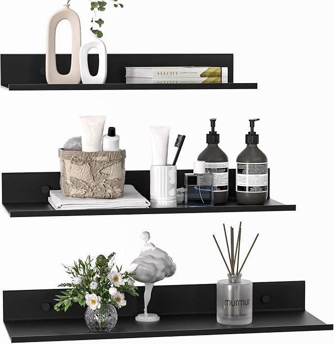 Wisfame Floating Shelves for Wall Set of 3, Modern Small Adhesive Shelf for by Wisfame