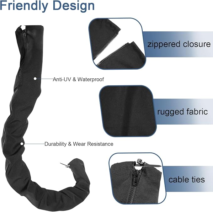 48'' Long Black Zippered Rigging Sleeve, ZRS-1-DP Casing, Trolling Motor Cable - Image 3