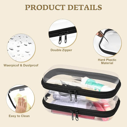 2PCS Zippered Hard Pouch Double, Portable Waterproof Cosmetic Bag - Image 4