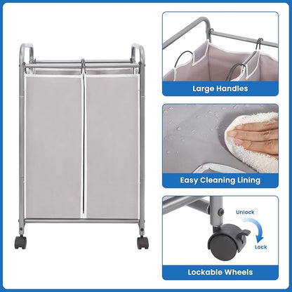 STORAGE MANIAC Laundry Sorter 2 Section, 90 L Gal Laundry Hamper - Image 6