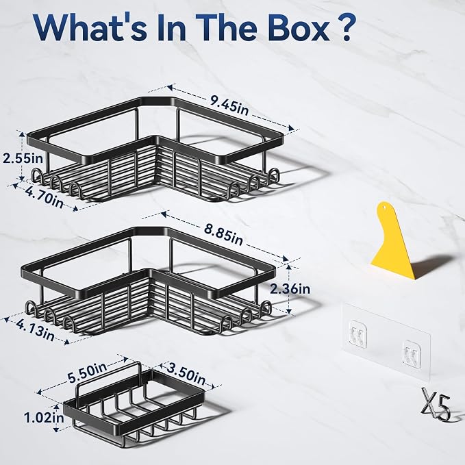 YASONIC Corner Adhesive Shower Caddy, - Image 7