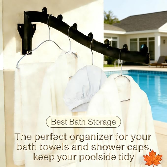 2pcs Swing Clothes Hanger Rack, Wall Mounted Clothes Rack | 10lb Max, Powder - Image 5