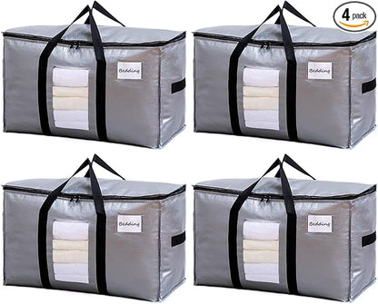 TAILI Extra Large Moving Bags, 4 Pack Silver Heavy Duty Totes by TAILI