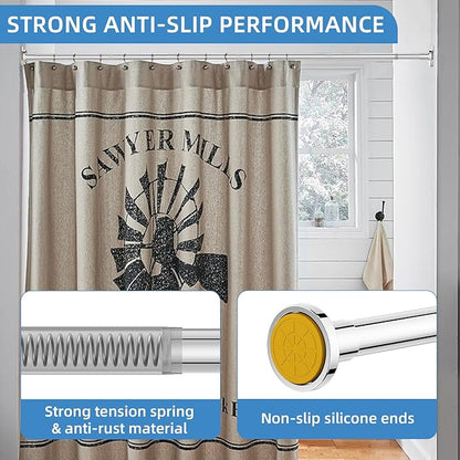 CorkLatta Chrome Adjustable Shower Curtain Rod 32 to 92 inch - Image 2