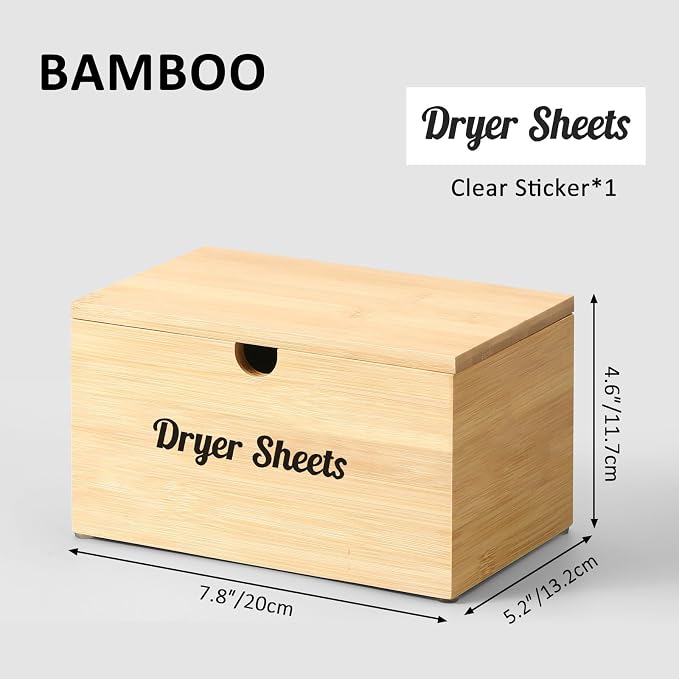 Bamboo Dryer Sheet Holder with Lid, Dryer Sheet Container - Image 3
