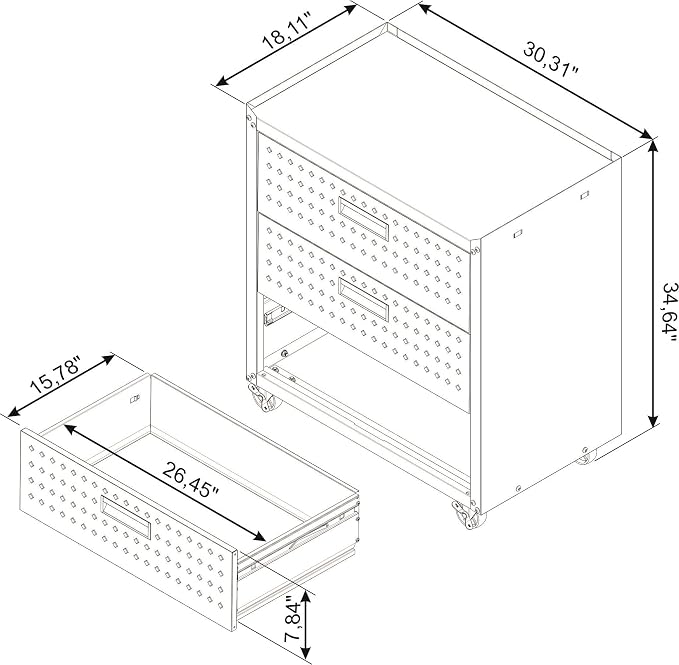 Manhattan Comfort Fortress 31.5-Inch Rolling Garage Tool Chest, 3-Drawer - Image 3