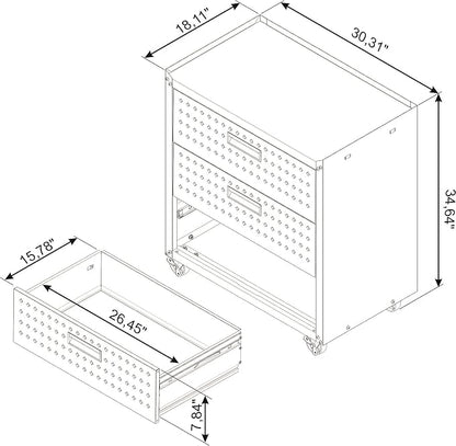 Manhattan Comfort Fortress 31.5-Inch Rolling Garage Tool Chest, 3-Drawer - Image 3