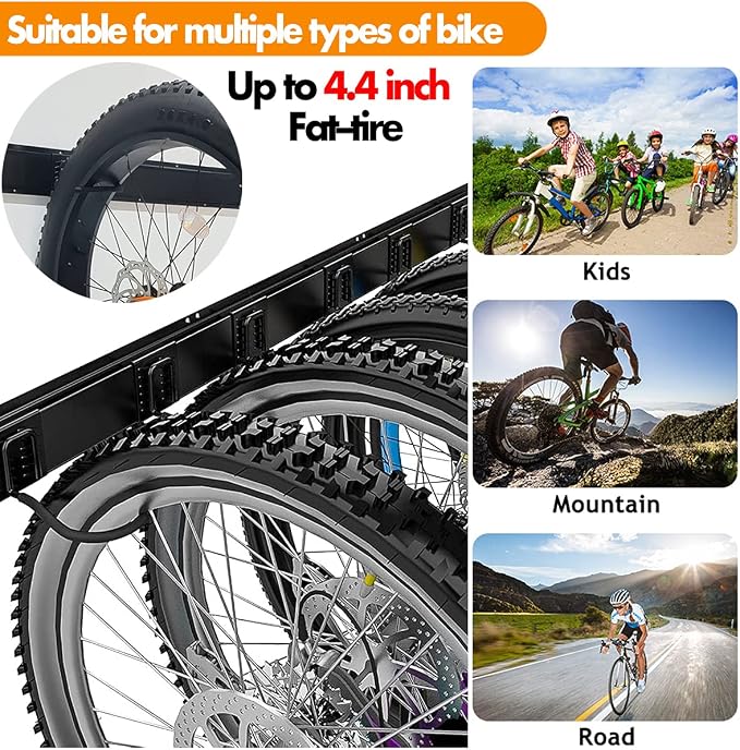 TORACK Bike Storage Rack, 6 Bike Rack Wall Mount Home and Garage Organizer - Image 3
