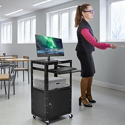 YITAHOME Rolling AV Cart with Wheels & Locking Cabinet, Keyboard Tray & 16.4ft - Image 9
