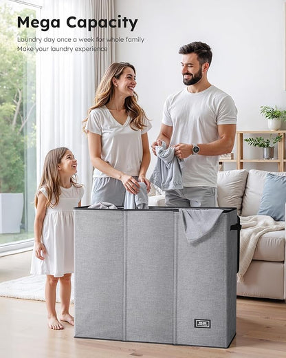 SOLEDI 180L Laundry Hamper 3 Section, Extra Large Laundry Hamper - Image 3