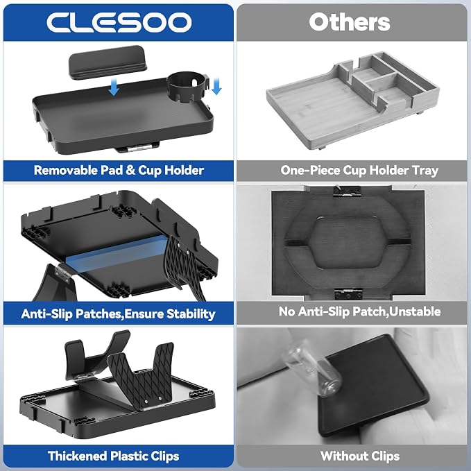 Couch Armrest Table Couch Arm Tray Cup Holder Plastic Armchair Caddy Recliner - Image 6