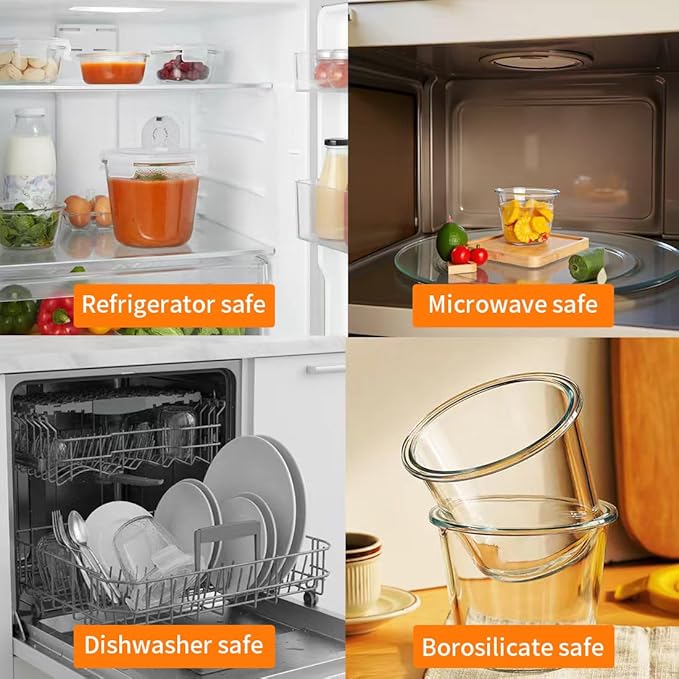 H.JSS WDJS 3Cup Round Glass Food Storage Containers - Image 3