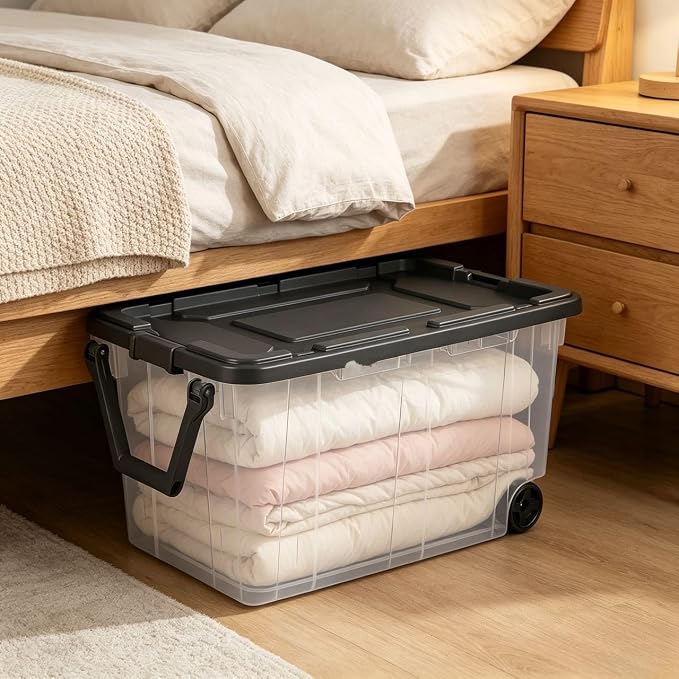 160 Quart Wheeled Stacker, Extra Large Durable Clear Bin, Latch Lid and Pull - Image 7