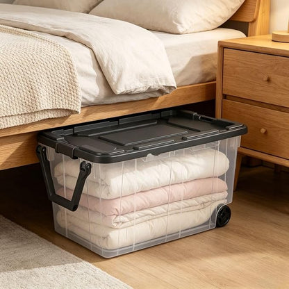 160 Quart Wheeled Stacker, Extra Large Durable Clear Bin, Latch Lid and Pull - Image 7