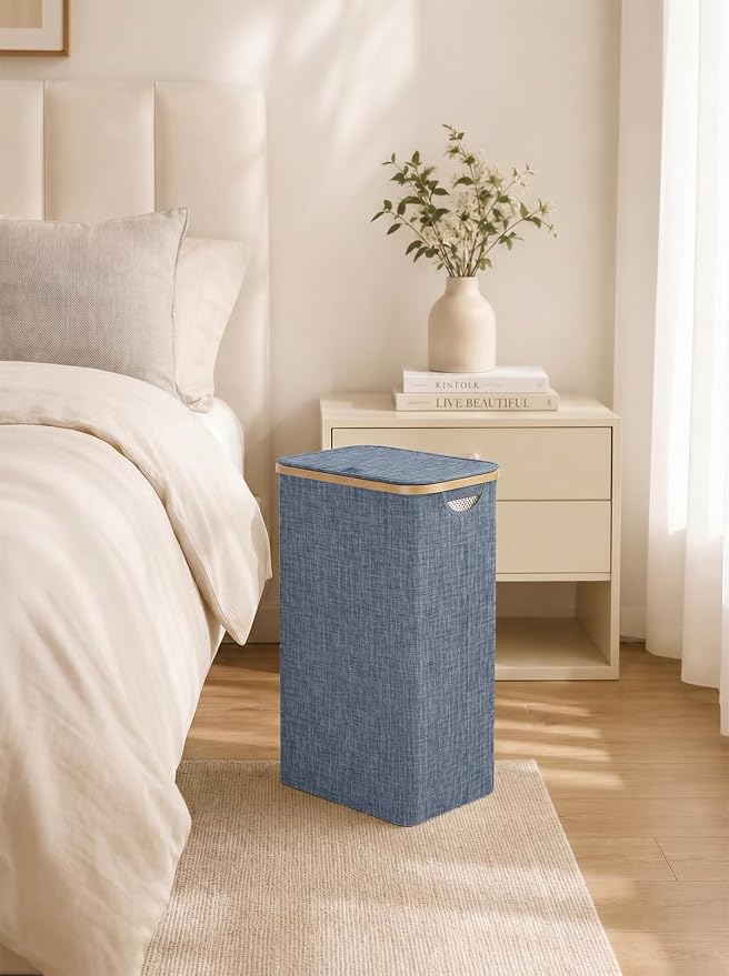 iEGrow Laundry Basket with Lid, 110L Large Laundry Hamper with Banboo Handle - Image 7