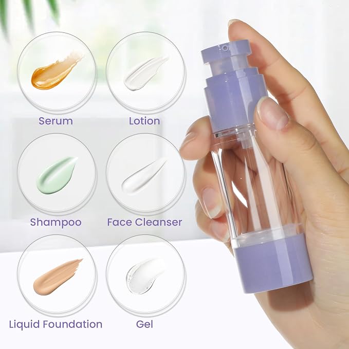 1oz 30ml Airless Pump Bottles, Refillable Leak Proof Travel Pump Bottle - Image 2
