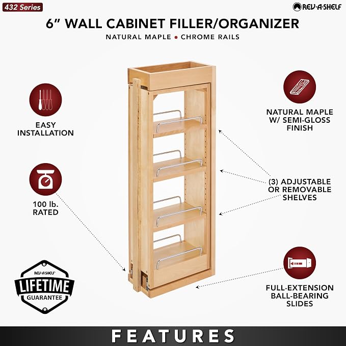 Rev-A-Shelf 6"W x 30"H Pull Out Shelf Organizer - Image 5