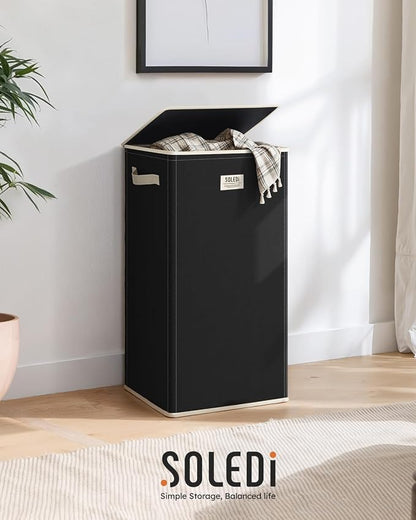 SOLEDI Laundry Hamper with Lid 100L Large & Tall Collapsible Laundry Basket - Image 8