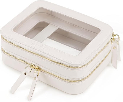 Prite Double Layer Makeup Bag for Women Portable Clear Makeup Bag Cute by Prite