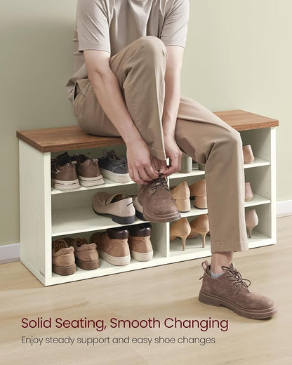 VASAGLE Shoe Bench, Storage Bench, 6 Compartments, Adjustable Shelves, - Image 6