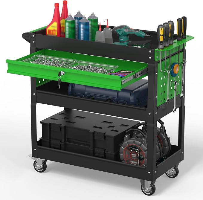 3 Tier Rolling Tool Cart on Wheels, 550 LBS Tool Cart by Cobinery