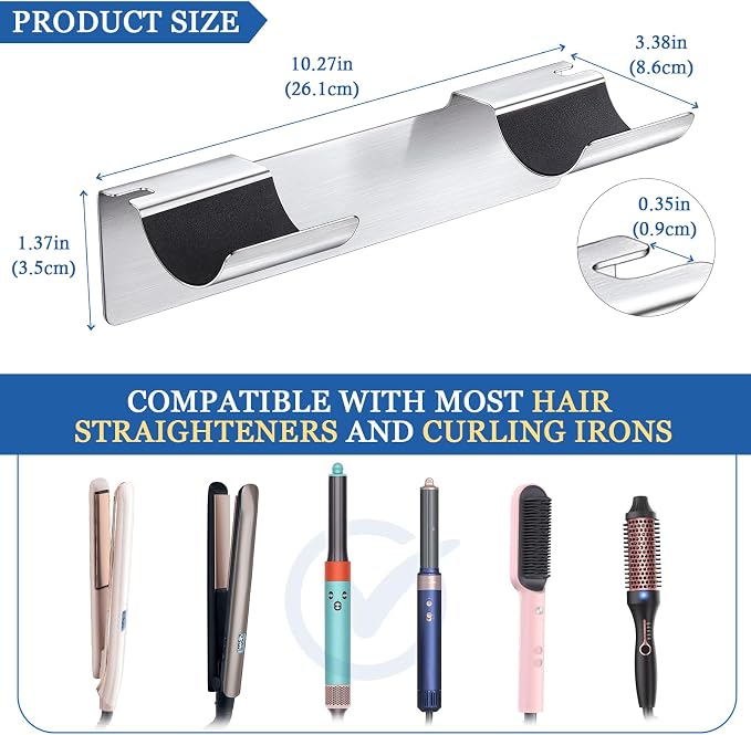 2 PCS Wall Mount Curling Iron Holder and Hair Tool Organizer - Image 2