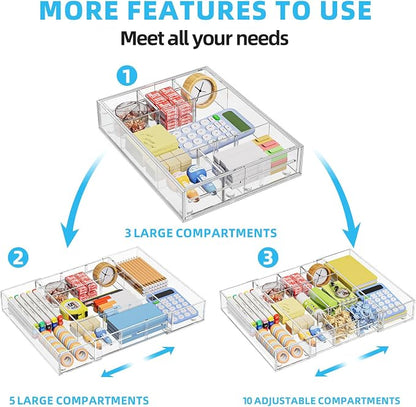 Marbrasse Acrylic Expandable Drawer Organizer, Desk Organizers and Accessories - Image 6