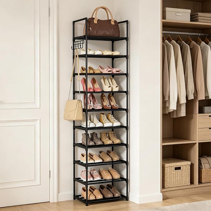 Narrow Shoe Rack 10 Tiers Tall Shoe Rack - Image 8