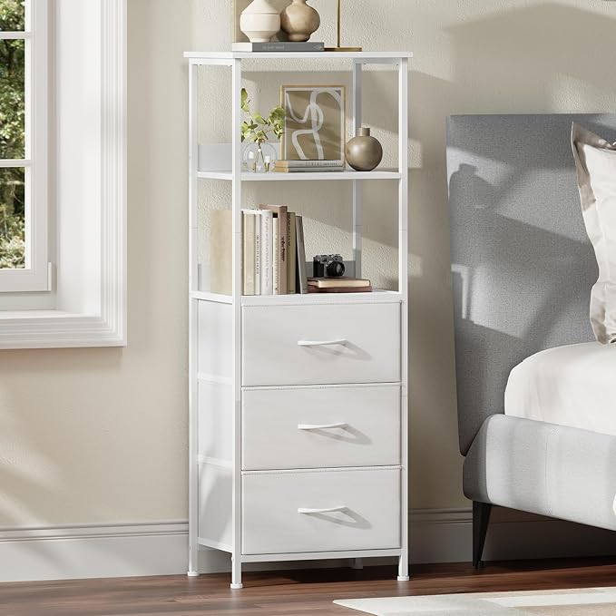Somdot 3 Tier Bookshelf with Drawer, Tall Bookcase with Shelves, Bookshelf - Image 6