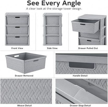 3 Drawer Storage Organizer, Plastic Drawer Organizer Tower, Closet Storage - Image 7