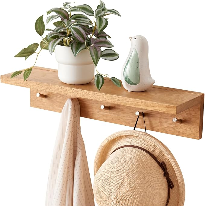 Oak Wood Coat Rack Wall Mount by TREOAKWIS